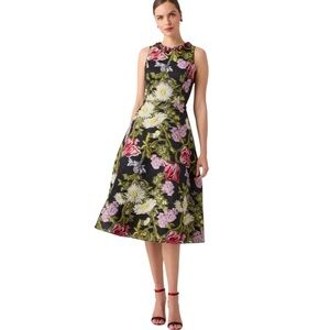 Teri Jon by Rickie Freeman Embellished Floral Jacquard Sleeveless Midi Dress 6